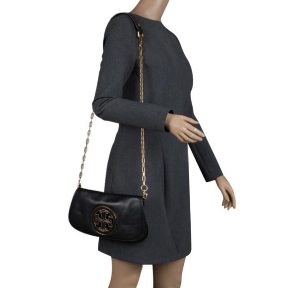 Tory Burch Black Leather Reva Logo Crossbody Bag - Picture 8 of 8